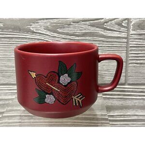 STARBUCKS Hearts & Arrow Love Coffee Mug Cup Cherry Red Valentine's Day 2018